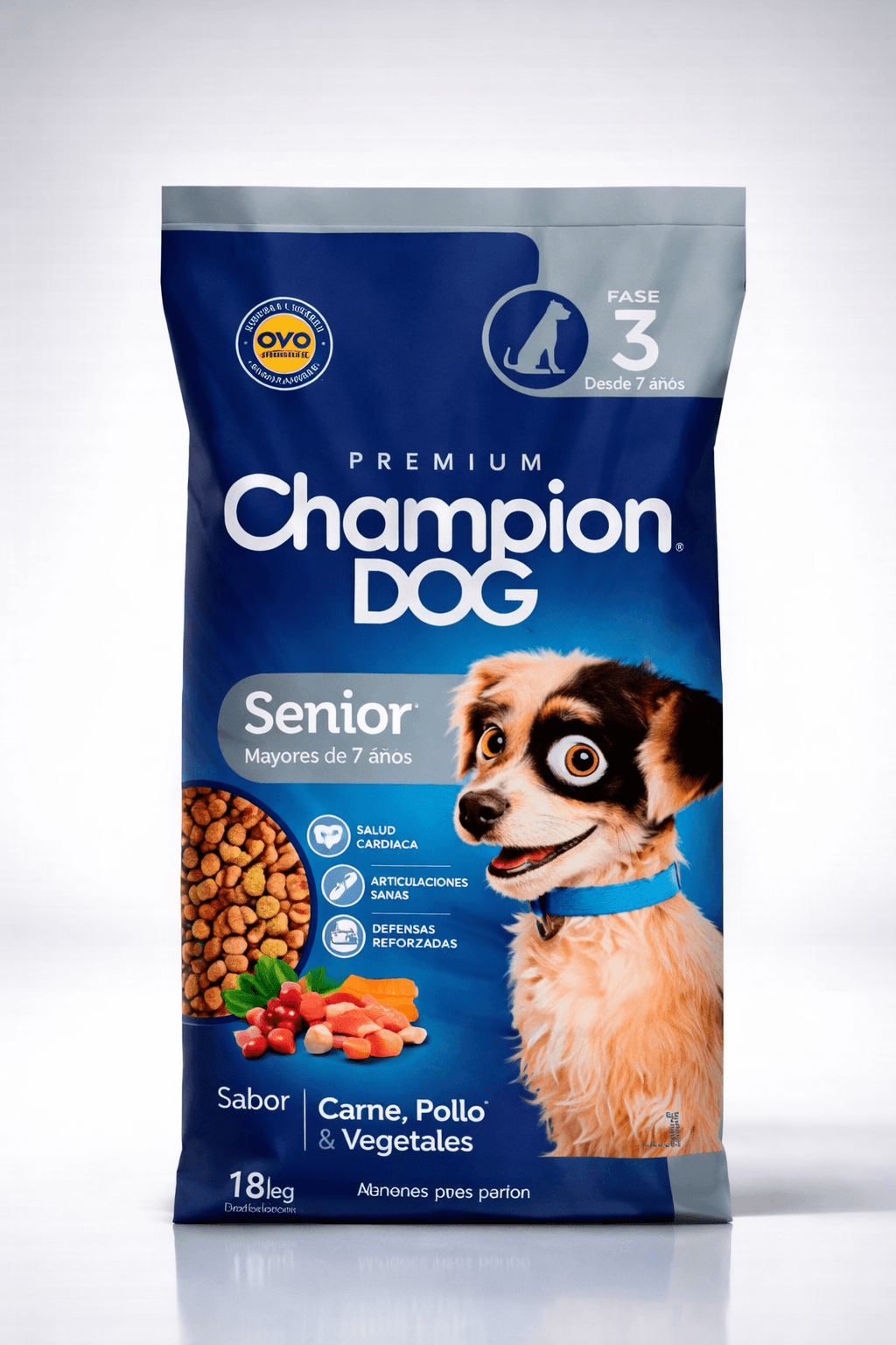 Champion Dog Senior Carne, Pollo y Vegetales Alimento para Perros 18 Kg