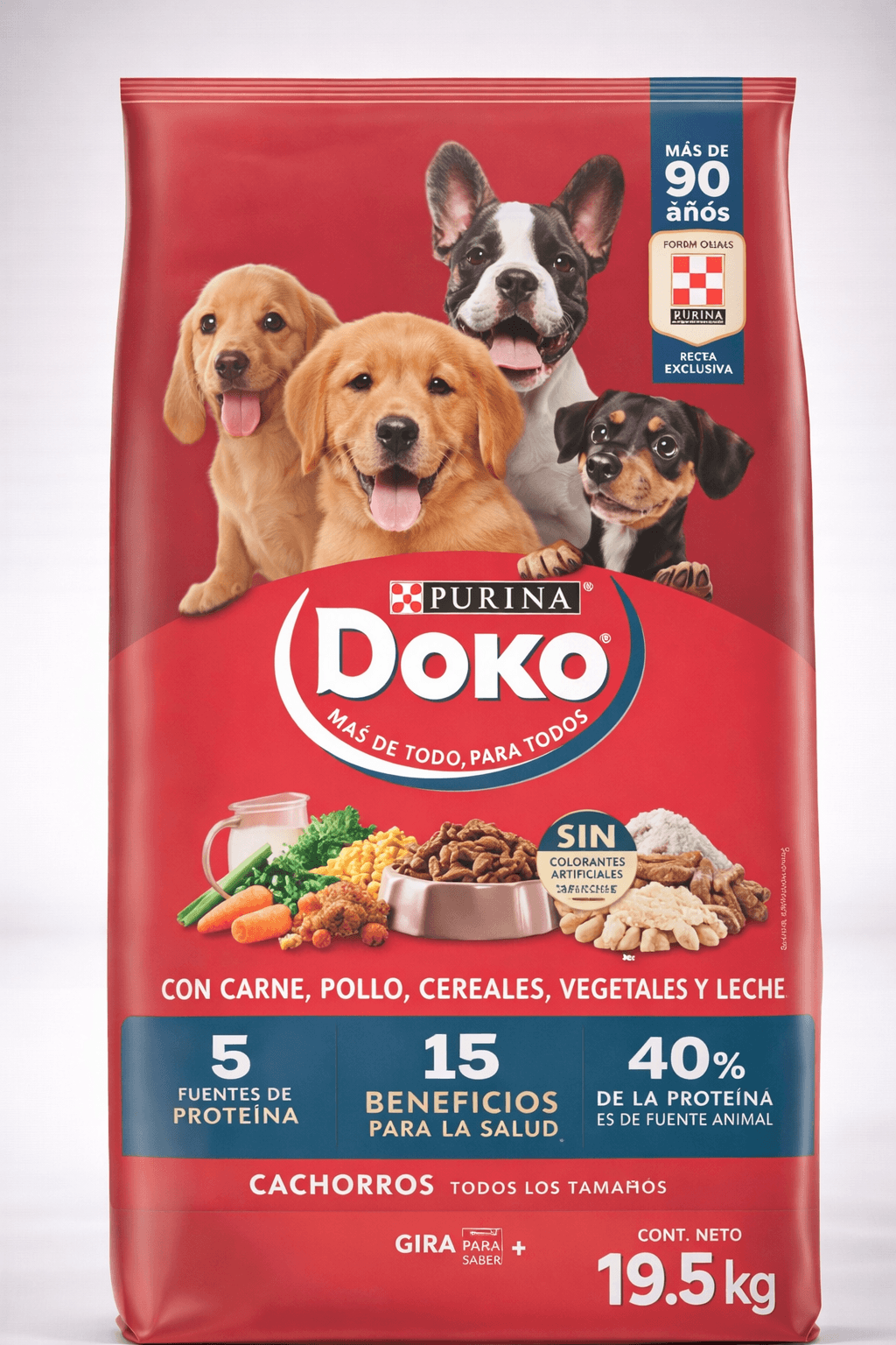 Doko Cachorro Carne, Pollo, Cereales, Vegetales y Leche Alimento para Perros 19.5 Kg
