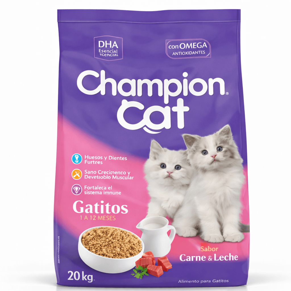 Champion Cat Gatitos Sabor Carne y Leche Alimento para Gatos 20 Kg