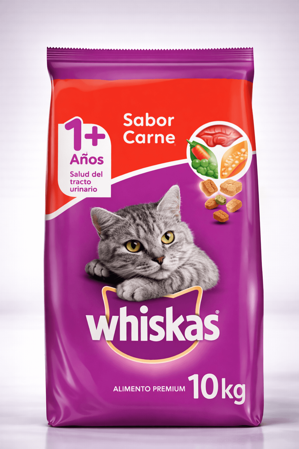 Whiskas Adulto Sabor Carne Alimento para Gatos 10 Kg