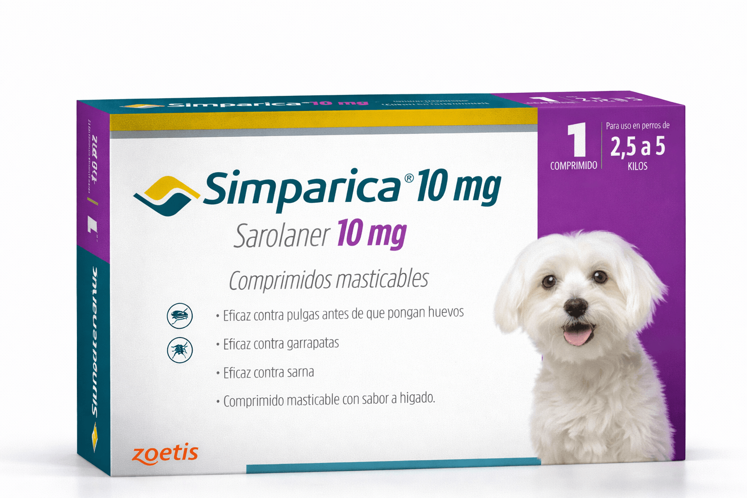 Simparica 10 mg Antiparasitario para Perros de 2,5 a 5 Kg 1 Comprimido