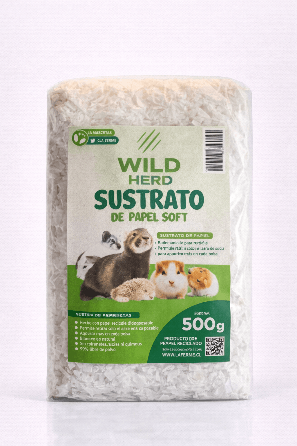 Sustrato de Papel Soft Wild Herd 500 Gramos
