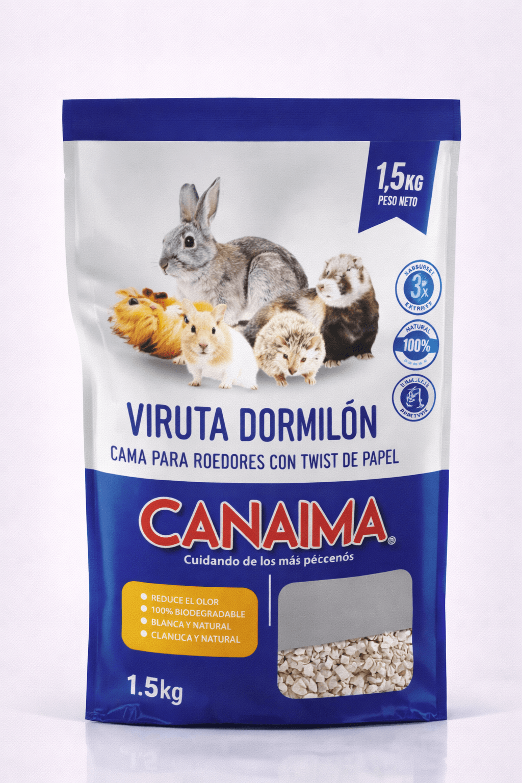 Viruta Dormilón Canaima Cama para Roedores con Tiras de Papel 1.5 Kilos