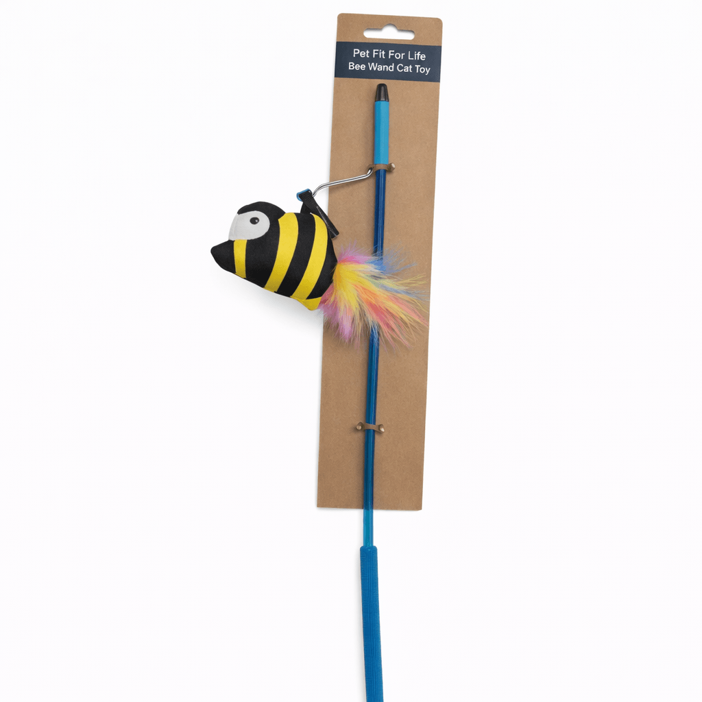 Varita para Gato con Abejita y Plumas de Colores
