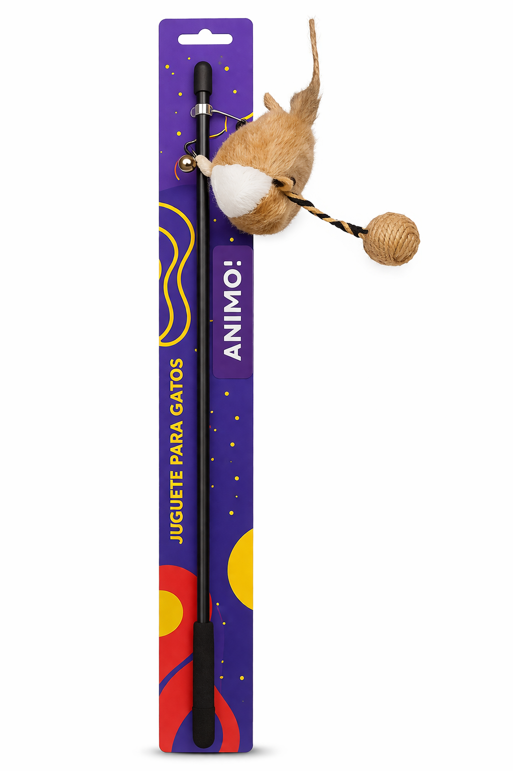 Varita para Gato con Ratoncito Peluche y Cascabel