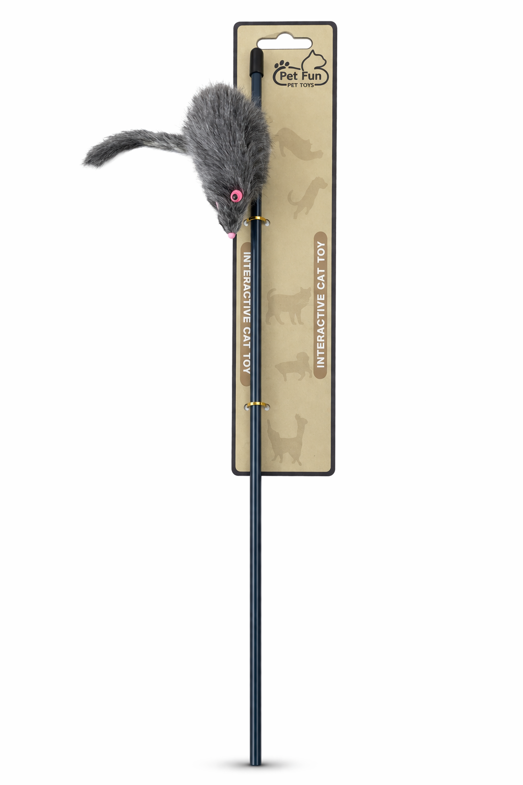 Varita para Gato con Ratón Gris de Peluche