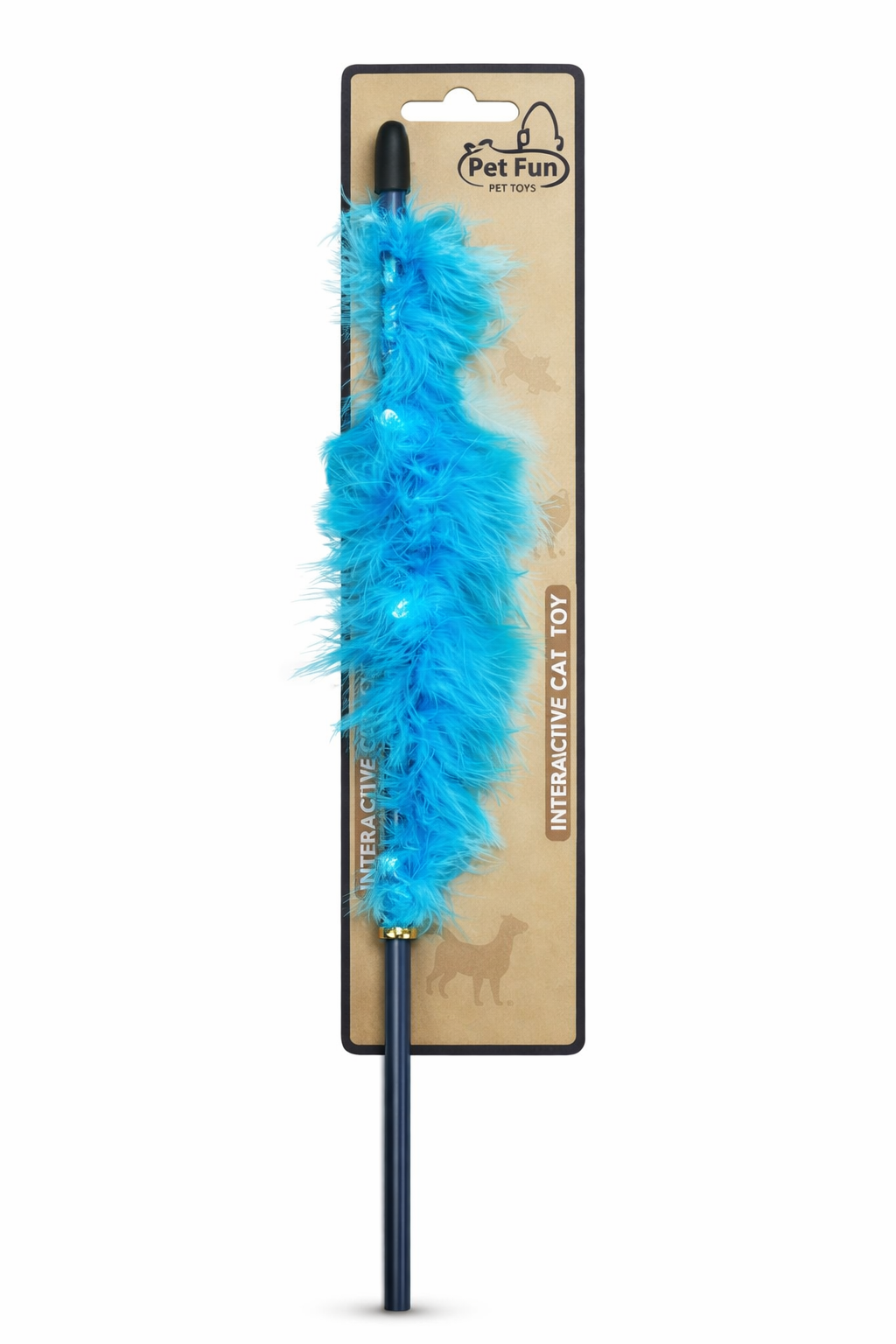 Varita para Gato con Plumas Azules Interactiva